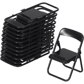 12PCS Mini Foldable Chairs, Dollhouse Mini Furniture Doll Chair, Miniature Folding Chairs, Funny Cell Phone Stand Holder, Miniature Plastic Chair, for Dollhouse Decoration