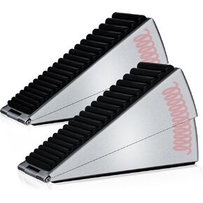 Heavy Duty Door Stopper - 3 Inch Commercial Grade, Extra Strong Spring, Non-Slip Rubber Base, Stainless Steel Construction for Home Business Office - Secures Heavy Doors（2 Pack）