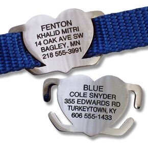 LuckyPet Slide-On Heart Pet ID Tags, Personalized Dog and Cat Tags, Silent, Chew-Proof Stainless Steel Collar Tags, Custom Engraved, Medium Plus-fits 3/4 inch Collars, Open Ends