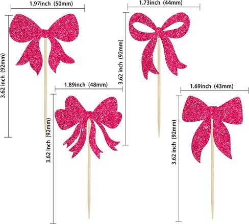 Gyufise 36Pcs Bow Cupcake Toppers Glitter Bowknot Cupcake Picks Bow Tie Birthday Decorations Princess Bow Cupcake Decorations for Bowknot Theme Baby Shower Birthday Party Supplies Multi Pink in Saudi Arabia