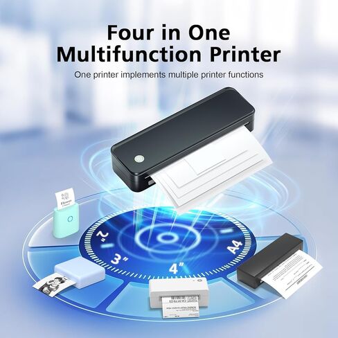 طابعة حرارية محمولة مع 6 لفات من الورق الحراري ، طابعة غير مجدية بلوتوث و USB ، الطابعات المحمولة لاسلكية للسفر والسيارات والمكتب in Kuwait