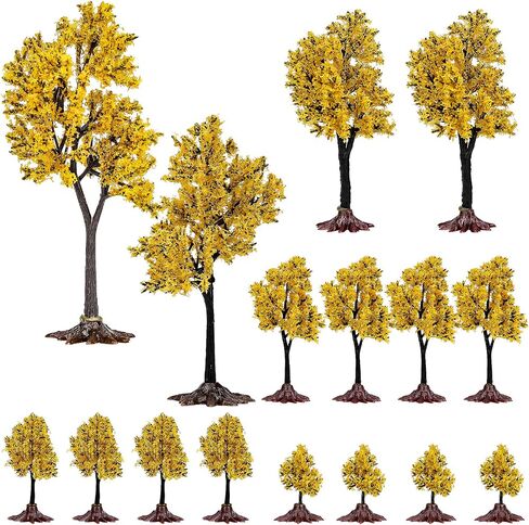 Folmywy 18 Pcs Miniature Palm Coconut Tree Model Micro Rainforest Diorama Supplies with Base Fence Mixed Plastic Trees Plant Accessories for DIY Crafts Cake Topper Train Railroad Garden in Saudi Arabia