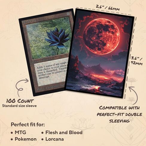 Bloodmoon MTG Card Sleeves (Textured) - 100 Count Standard Size TCG Sleeves - Compatible with Magic The Gathering, Lorcana - Double Sleeving - Original Art Design, Premium Protection in Saudi Arabia