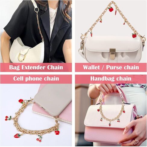 سلسلة سحر الفاكهة 2pcs ، فراولة كرز مينا محفظة حزام موسع ، سلسلة محفظة بديلة لطيفة لأكياس الكتف ، حقائب اليد ، أكياس كروس - أحجام 2 in Saudi Arabia