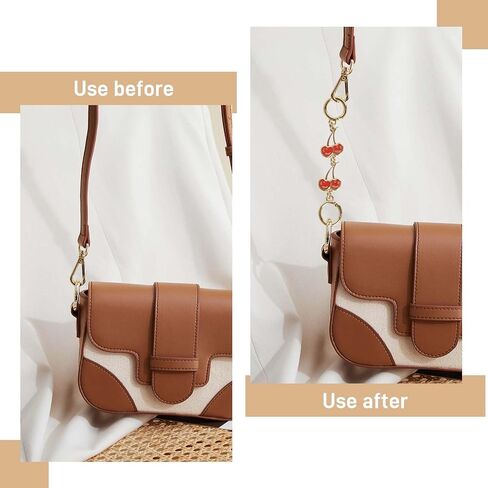 WOVTE 3Pcs Purse Extender Chain Gold Bag Extender Chain Heart Strawberry Cherry Purse Strap Extender Red Bag Strap Replacement Crossbody Purse Accessories for Women Bag Charms in Kuwait