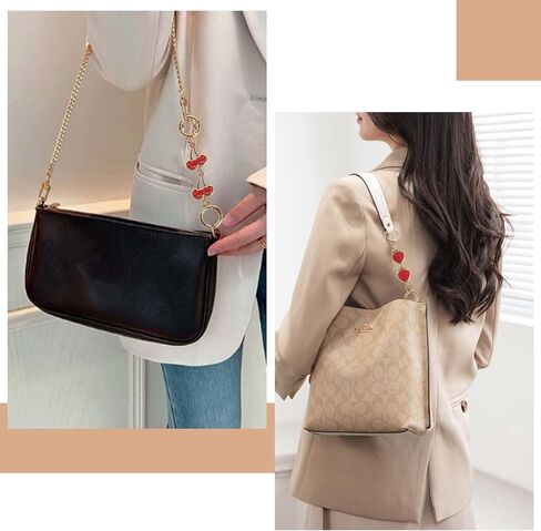 WOVTE 3Pcs Purse Extender Chain Gold Bag Extender Chain Heart Strawberry Cherry Purse Strap Extender Red Bag Strap Replacement Crossbody Purse Accessories for Women Bag Charms in Kuwait