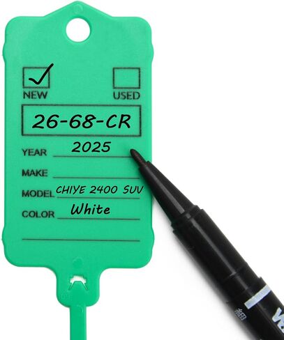 100PCS Car Key Tags with Labels Plastic Car Dealership Key Tags Self Locking Waterproof Auto Identifiers Keychain Labels for Office Shop Automotive RV Dealer Supplies (Green) in Saudi Arabia