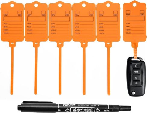 100PCS Car Key Tags with Labels Plastic Car Dealership Key Tags Self Locking Waterproof Auto Identifiers Keychain Labels for Office Shop Automotive RV Dealer Supplies (Green) in Saudi Arabia