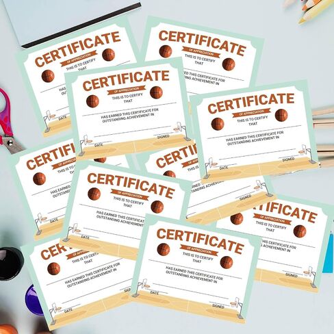 94 Pcs Student of Award Certificates End of School Year Superlatives Certificates Recognition Certificates of Achievement Graduation Birthday Certificates for Teacher Supplies (Basketball) in Saudi Arabia