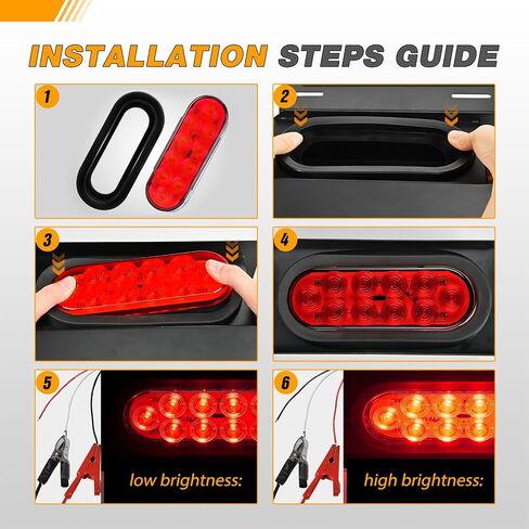 GOOACC 6 بوصة ضوء ذيل مقطورة بيضاوي 2 قطعة 10 LED أحمر إيقاف الفرامل بدوره إشارات أضواء مع مقابس حلقات تثبيت على السطح IP67 مقاومة للماء لجرار شاحنة مقطورة RV، ضمان لمدة عامين in Saudi Arabia