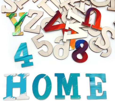 Wooden Letters for Crafts, 3/4 Inch Unfinished Capital Wooden Alphabet Letters&Numbers Wood Letters for DIY Painting Arts Home Decorations Kids Spelling Learning(296Pcs) in Kuwait