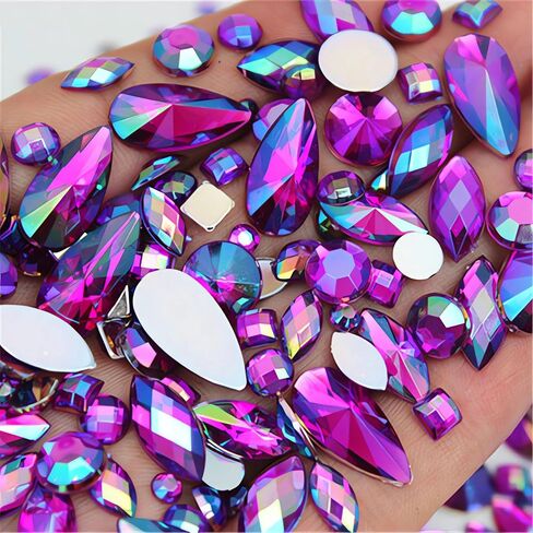 مختلط 1440pcs 3mm-10mm Gems Gems AB أحجار الراين الملونة للصياغة ، أحجار الأحجار الكريمة flatback لحرف فن الأظافر ، وجواهر أكريليك للفنون ، وديكبلاي Cosplay Cosplay (Muticolor AB) in Kuwait