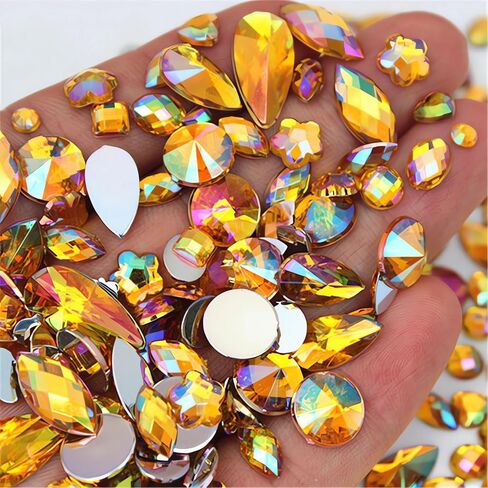 مختلط 1440pcs 3mm-10mm Gems Gems AB أحجار الراين الملونة للصياغة ، أحجار الأحجار الكريمة flatback لحرف فن الأظافر ، وجواهر أكريليك للفنون ، وديكبلاي Cosplay Cosplay (Muticolor AB) in Kuwait