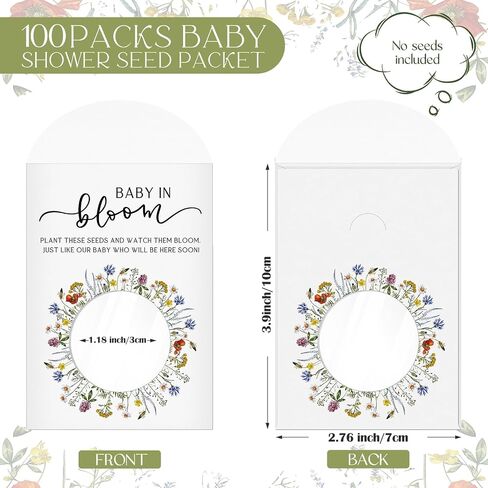 Fumete 100 Pack Classic Style Baby in Bloom Baby Shower Favors Baby in Bloom Seed Packets Phildflower Seeds Party Form in Kuwait
