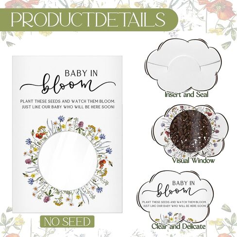 Fumete 100 Pack Classic Style Baby in Bloom Baby Shower Favors Baby in Bloom Seed Packets Phildflower Seeds Party Form in Kuwait