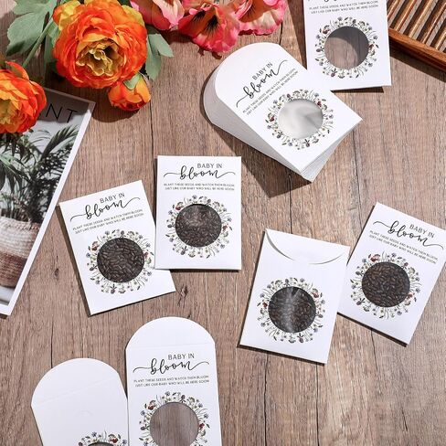Fumete 100 Pack Classic Style Baby in Bloom Baby Shower Favors Baby in Bloom Seed Packets Phildflower Seeds Party Form in Kuwait