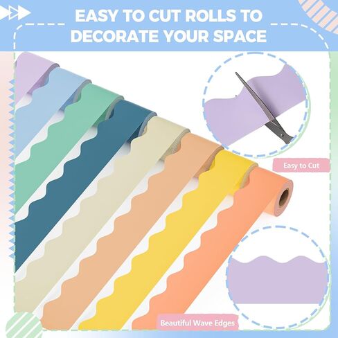 Bulletin Board Borders, 8 Rolls 262.4 Ft Scalloped Boho Classroom Decor in Saudi Arabia