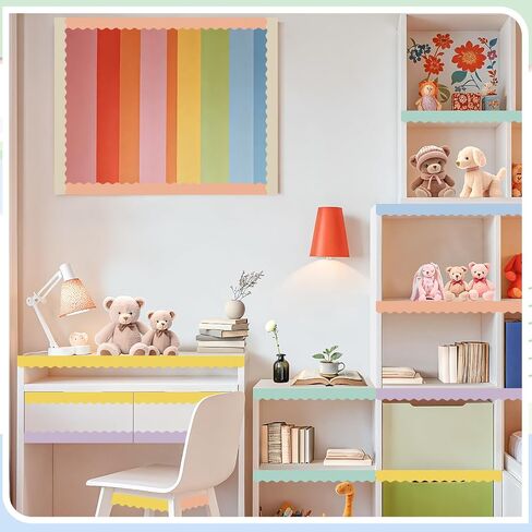 Bulletin Board Borders, 8 Rolls 262.4 Ft Scalloped Boho Classroom Decor in Saudi Arabia