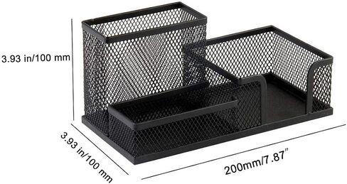 Corner Cabin Mesh Desk Office Organizer for Paper Clip, Mesh Desk Organizer, 3 in 1 Metal Pen Holder Office Supplies Caddy for Paper Clip, Sticky Note, Pen(3 Compartments, Black) in Saudi Arabia