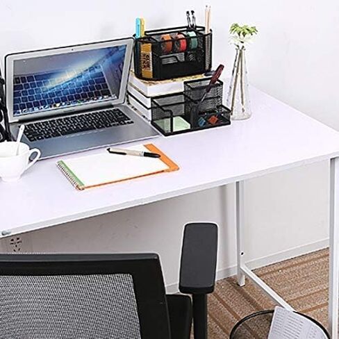 Corner Cabin Mesh Desk Office Organizer for Paper Clip, Mesh Desk Organizer, 3 in 1 Metal Pen Holder Office Supplies Caddy for Paper Clip, Sticky Note, Pen(3 Compartments, Black) in Saudi Arabia