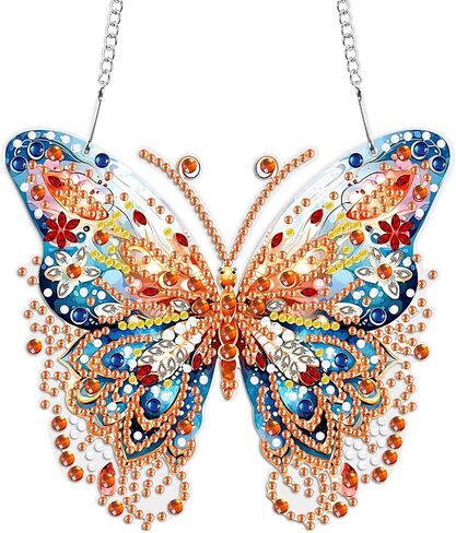 Kaluofan Diamond Painting Kits for Adults, Butterfly Diamond Painting, Diamond Art Kits, Diamond Dotz Kits, Hanging Wall Art Sign Ornaments Home Garden Wall Door Hanging Decoration in Kuwait