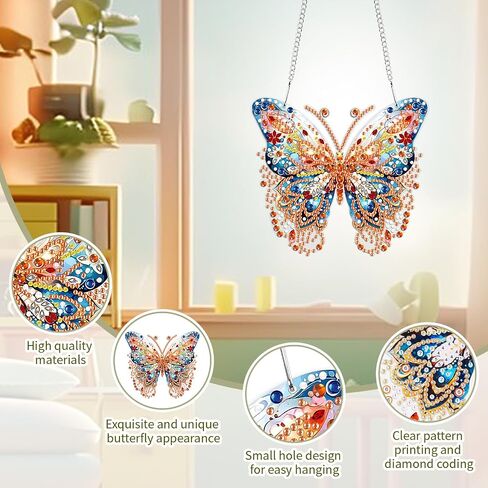 Kaluofan Diamond Painting Kits for Adults, Butterfly Diamond Painting, Diamond Art Kits, Diamond Dotz Kits, Hanging Wall Art Sign Ornaments Home Garden Wall Door Hanging Decoration in Kuwait