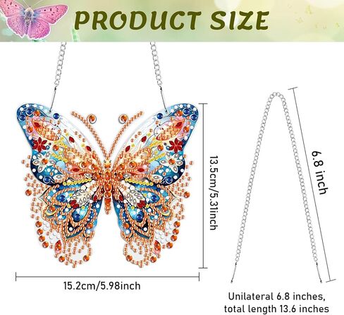 Kaluofan Diamond Painting Kits for Adults, Butterfly Diamond Painting, Diamond Art Kits, Diamond Dotz Kits, Hanging Wall Art Sign Ornaments Home Garden Wall Door Hanging Decoration in Kuwait