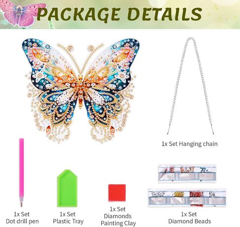 Kaluofan Diamond Painting Kits for Adults, Butterfly Diamond Painting, Diamond Art Kits, Diamond Dotz Kits, Hanging Wall Art Sign Ornaments Home Garden Wall Door Hanging Decoration in Kuwait