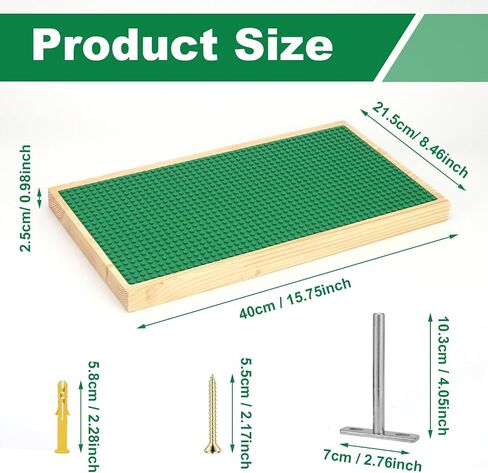 Display Shelves for Building Bricks 48X24 Stud Base Plate Wooden Wall Mount Shelf Display for Wall Compatible with All Toy Block Brands (Size 16X8 Inch) (2, Green) in Saudi Arabia