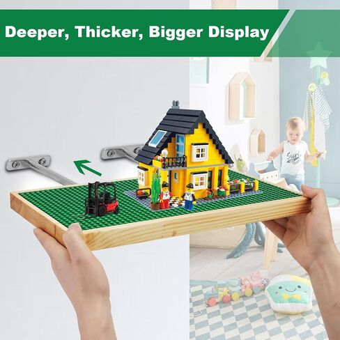 Display Shelves for Building Bricks 48X24 Stud Base Plate Wooden Wall Mount Shelf Display for Wall Compatible with All Toy Block Brands (Size 16X8 Inch) (2, Green) in Saudi Arabia