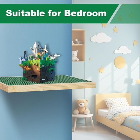 Display Shelves for Building Bricks 48X24 Stud Base Plate Wooden Wall Mount Shelf Display for Wall Compatible with All Toy Block Brands (Size 16X8 Inch) (2, Green) in Saudi Arabia