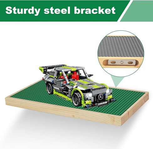 Display Shelves for Building Bricks 48X24 Stud Base Plate Wooden Wall Mount Shelf Display for Wall Compatible with All Toy Block Brands (Size 16X8 Inch) (2, Green) in Saudi Arabia