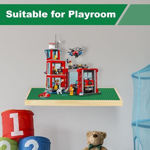 Display Shelves for Building Bricks 48X24 Stud Base Plate Wooden Wall Mount Shelf Display for Wall Compatible with All Toy Block Brands (Size 16X8 Inch) (2, Green) in Saudi Arabia