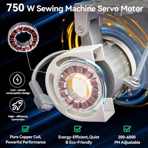 محرك آلة الخياطة الصناعية ، محرك آلة الخياطة ، 110 فولت AC 750W 1HP ، 200-6000 دورة في الدقيقة ، لفائف النحاس النقي ، كتم صوتي لتوفير الطاقة ، مع دليل التعليمات in Kuwait