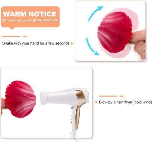 uxcell 2 inch faux fur pom balls ، 10 pcs أبيض ناعم ناعم الفراء pom poms للقبعات مع حلقة مرنة لقبعات الحياك in Saudi Arabia
