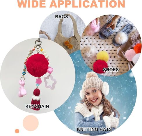 uxcell 2 inch faux fur pom balls ، 10 pcs أبيض ناعم ناعم الفراء pom poms للقبعات مع حلقة مرنة لقبعات الحياك in Saudi Arabia