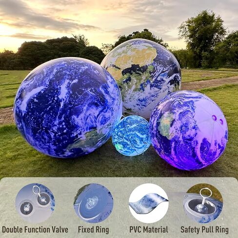 OZIS 40’’ Large Inflatable Globe, Inflatable Earth Planet Balloon with LED Light and Air Pump Hanging Airtight PVC Solar System Balloon for Educational Institution/Planetarium/ChurchStore Decoration in Kuwait
