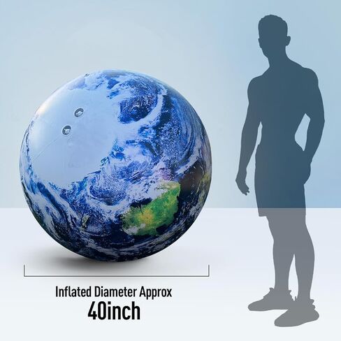 OZIS 40’’ Large Inflatable Globe, Inflatable Earth Planet Balloon with LED Light and Air Pump Hanging Airtight PVC Solar System Balloon for Educational Institution/Planetarium/ChurchStore Decoration in Kuwait