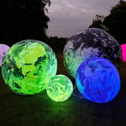 OZIS 40’’ Large Inflatable Globe, Inflatable Earth Planet Balloon with LED Light and Air Pump Hanging Airtight PVC Solar System Balloon for Educational Institution/Planetarium/ChurchStore Decoration in Kuwait