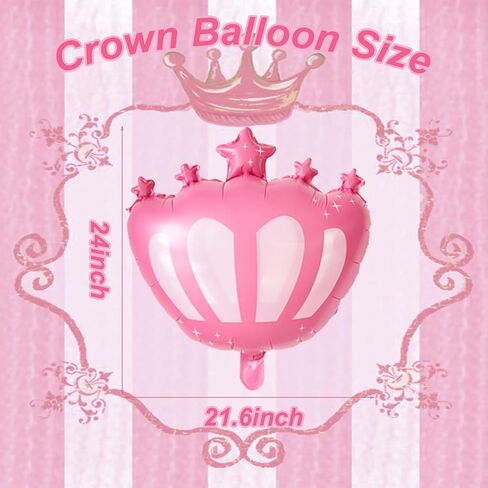 4 PCS Crown Balloons ، Pink Crown Balloon لعيد الميلاد ، زفاف ، استحمام الطفل ديكورات حفلة الأميرة in Saudi Arabia