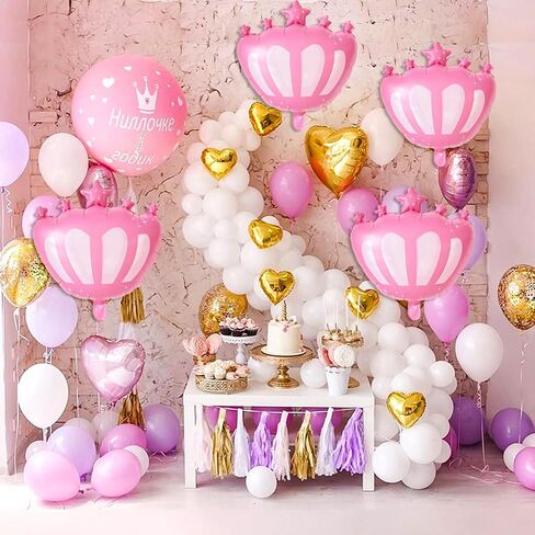 4 PCS Crown Balloons ، Pink Crown Balloon لعيد الميلاد ، زفاف ، استحمام الطفل ديكورات حفلة الأميرة in Saudi Arabia
