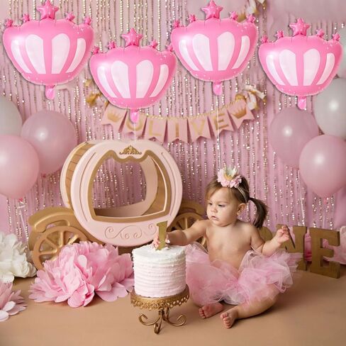 4 PCS Crown Balloons ، Pink Crown Balloon لعيد الميلاد ، زفاف ، استحمام الطفل ديكورات حفلة الأميرة in Saudi Arabia