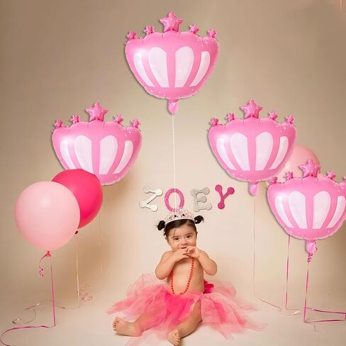 4 PCS Crown Balloons ، Pink Crown Balloon لعيد الميلاد ، زفاف ، استحمام الطفل ديكورات حفلة الأميرة in Saudi Arabia