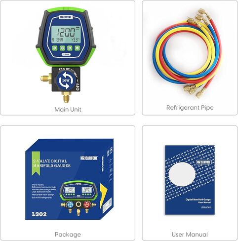 مجموعة قياس نظام التدفئة والتهوية وتكييف الهواء (HVAC) الرقمية المتعددة للتبريد من BELEY مع مشابك وخراطيم درجة الحرارة in Kuwait