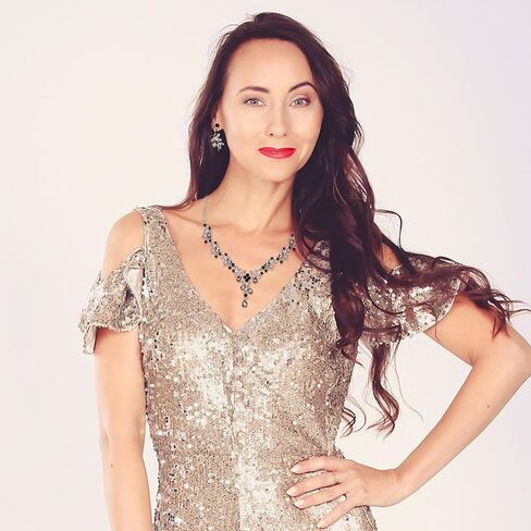 Crysdue Wedding Bridal Jewelry Set for Women, Teardrop Crystal Leaf Cluster Statement Necklace Chandelier Dangle Earrings Costume Jewelry for Prom Party Blue Gold-Tone in Kuwait