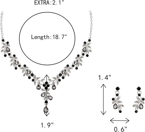 Crysdue Wedding Bridal Jewelry Set for Women, Teardrop Crystal Leaf Cluster Statement Necklace Chandelier Dangle Earrings Costume Jewelry for Prom Party Blue Gold-Tone in Kuwait