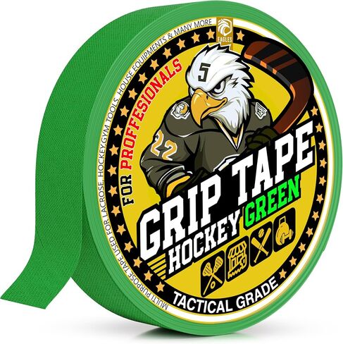 Green Hockey Tape - Multipurpose Cloth Tape Roll for Field Ice & Roller Hockey Stick, Blade & Handle Protector - Over Grip for Lacrosse Baseball Bat Pullup Bars - Sports Gifts, Accessories in Saudi Arabia
