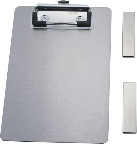 Stainless Steel Magnetic Clipboard with Pen - Multiple Sizes, Magnetic Design, Essential for Office and Home (4.3 x 6.5 Inches) in Kuwait