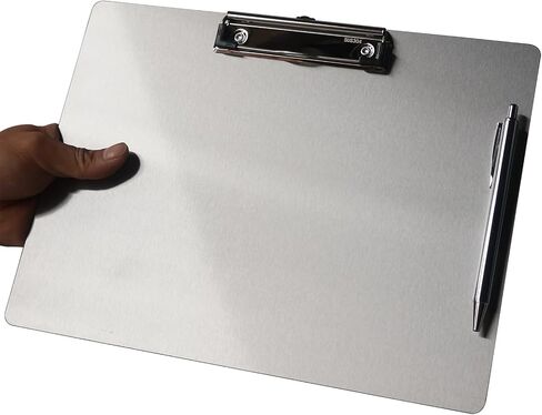 Stainless Steel Magnetic Clipboard with Pen - Multiple Sizes, Magnetic Design, Essential for Office and Home (4.3 x 6.5 Inches) in Kuwait