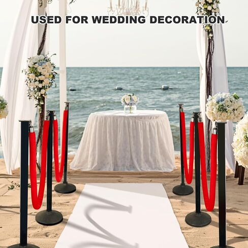 4 Pack Stanchion Post with Velvet Ropes (Weighted Base), Crowd Control Barriers, Red Carpet Runner Poles, Queue Poles for Party, Movie Theater in Saudi Arabia